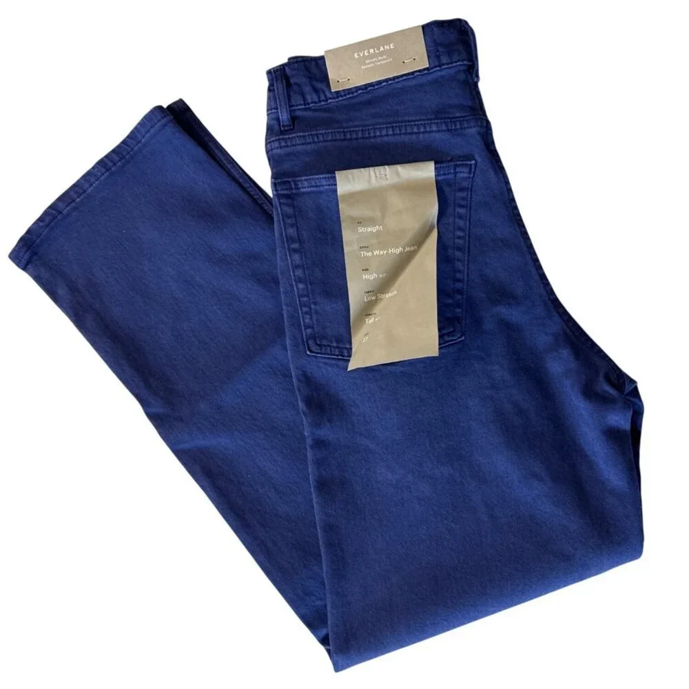 Everlane Way-High Jeans~Size 27 Tall~Blue Straight Leg High Rise Denim NWT L1 43